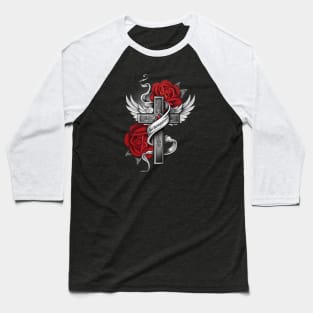 Tattoo Cross with Wings Redemption Baseball T-Shirt